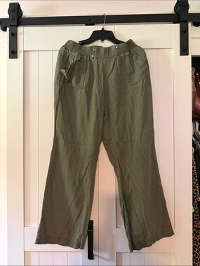 Ci Sono Olive Green Wide-Leg Women's Pants